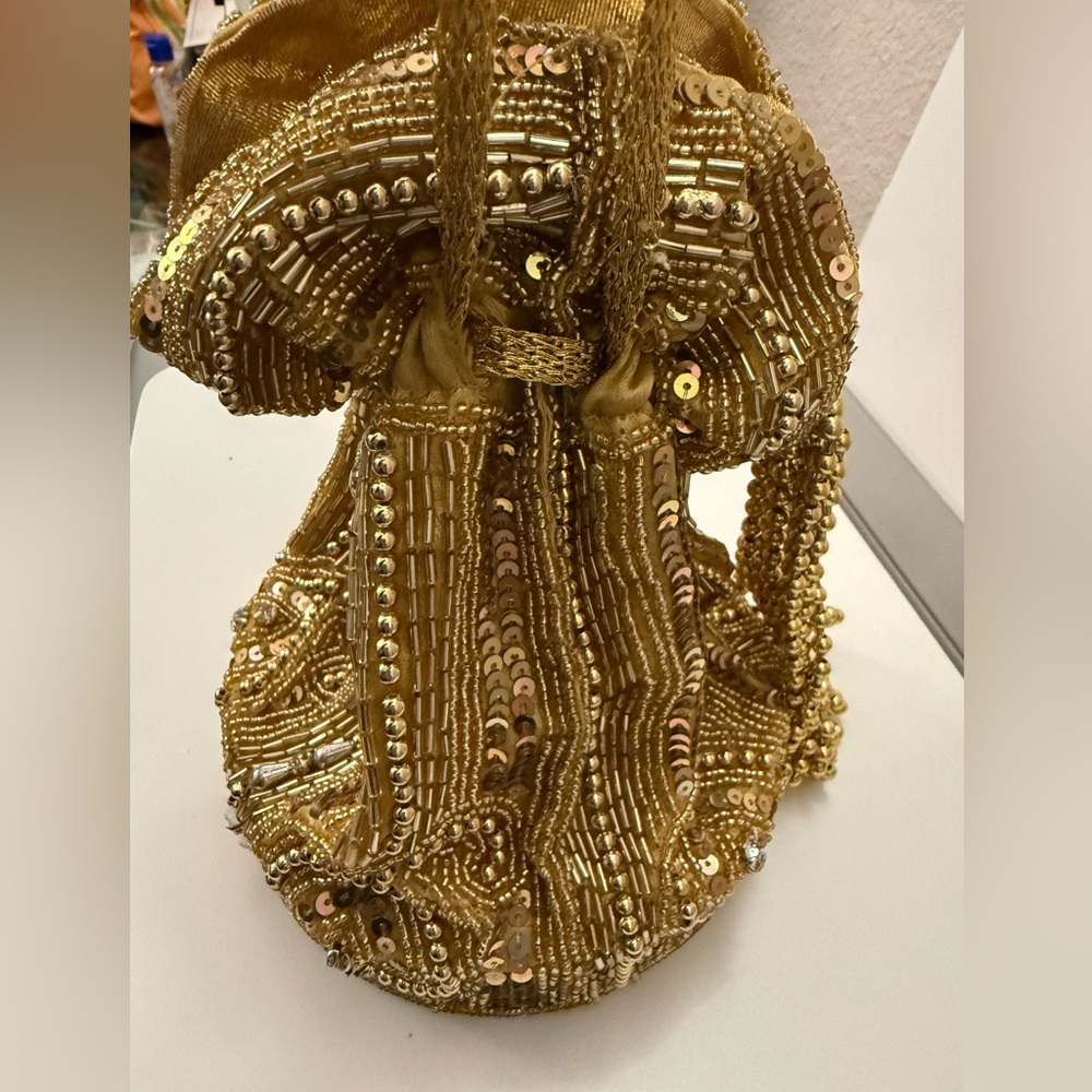 Hand Crafted Gold Beaded Clutch - Picture 13 of 13